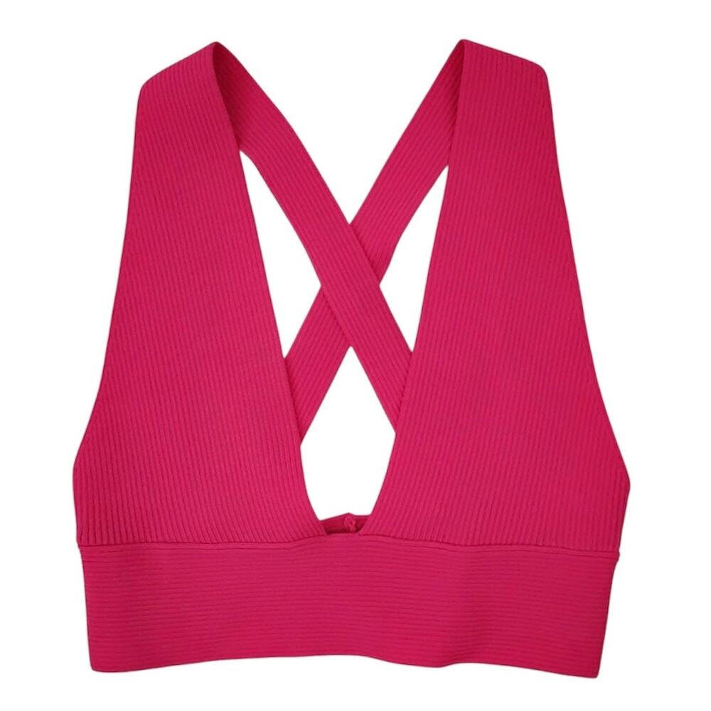 Zara Pink Ribbed Crop Top Bralette Crisscross Back Sleeveless Tank Size Small